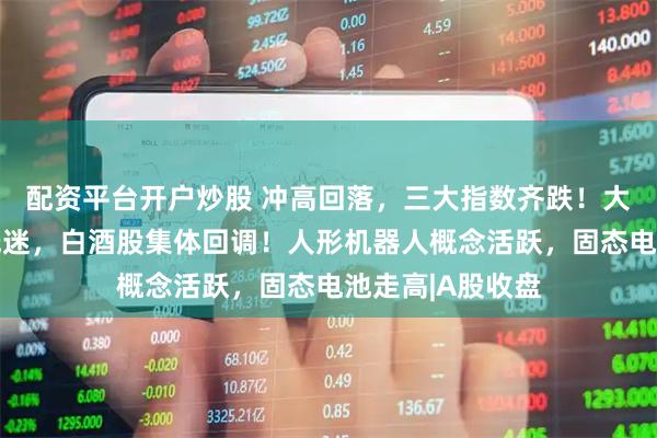 配资平台开户炒股 冲高回落，三大指数齐跌！大消费板块普遍低迷，白酒股集体回调！人形机器人概念活跃，固态电池走高|A股收盘